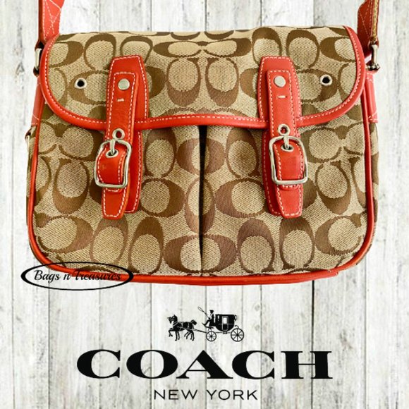 Coach Crossbody with Red Leather Trim - Picture 10 of 11